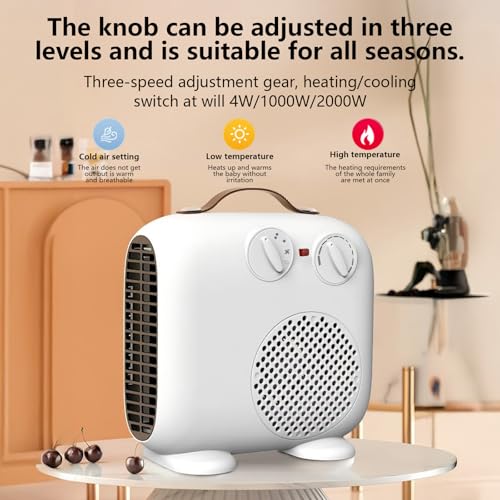 Portable 2000W Electric Heater: Low Energy, Silent, 3 Modes for Room, Office