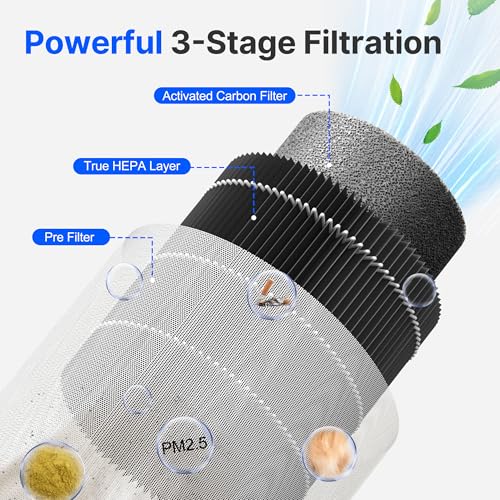 Bedroom Air Purifiers: Sleep Mode, Smoke & Pet Odor Removal, Quiet Operation, Fragrance Sponge, Blue Light, 2-Pack