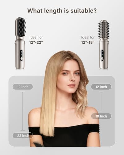 Mini Travel Cordless Hair Straightener Brush: 2-in-1 Curl & Straighten, Fast Heating, 200M Negative Ions - Women's Hot Comb