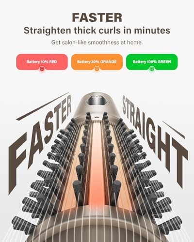 Mini Travel Cordless Hair Straightener Brush: 2-in-1 Curl & Straighten, Fast Heating, 200M Negative Ions - Women's Hot Comb