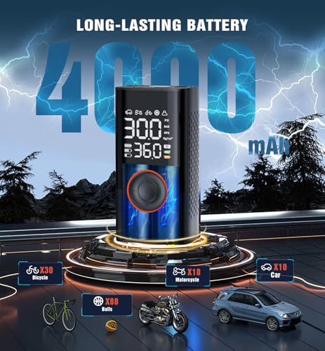 Portable Cordless Mini Air Pump 150PSI, Fast Inflation Gauge - For Cars, Bikes, Balls