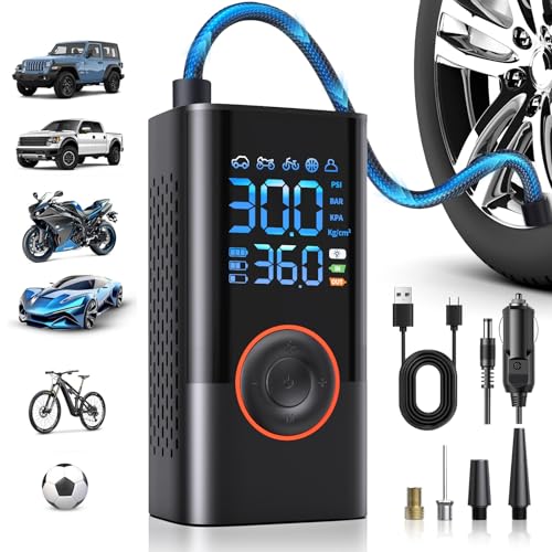 Portable Cordless Mini Air Pump 150PSI, Fast Inflation Gauge - For Cars, Bikes, Balls