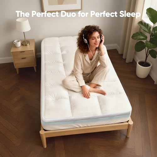 College Dorm Twin XL Memory Foam Mattress Topper, Cooling Gel & Down Alternative Pillow Top Pad Cover, 4 inch - Deep Pocket