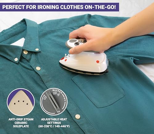 Quilted Bear Mini Steam Iron: Effortless Crafting & Wrinkle-Free - Compact Travel Essential (Black)