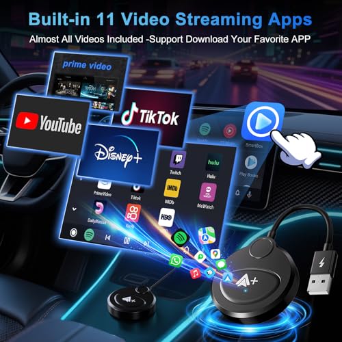 SmartBox Wireless Android Auto Screen Mirroring Adapter, Built-in YouTube & TikTok, Plug N Play - OEM Wired Auto Cars
