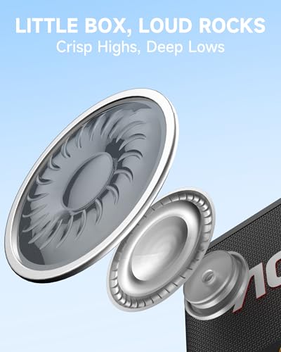 AOC Portable Bluetooth Speaker 5.4 inch Stereo Sound, BassUp, IP65 Waterproof, 30H Battery, Wireless Pairing, Compact Mini Speaker for Travel & Outdoor