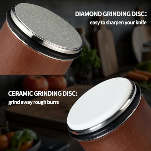 Knife Sharpener Kit: Roller with Diamonds & Ceramic - Kitchen Knife Sharpening Tool, 15° & 20° Magnetic Angle