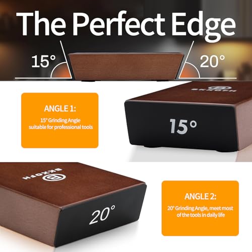 Knife Sharpener Kit: Roller with Diamonds & Ceramic - Kitchen Knife Sharpening Tool, 15° & 20° Magnetic Angle