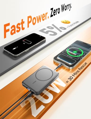 Brand Magnetic Portable Charger 10000mAh Power Bank for Fast Charging, Travel Essential Wireless Charger for iPhone Pro/Max/Air Series