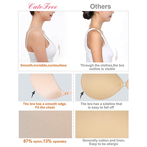 Invisible Adhesive Push Up Bra 2 Pack for Women, Backless Strapless, Evening Dress - Nude & Black