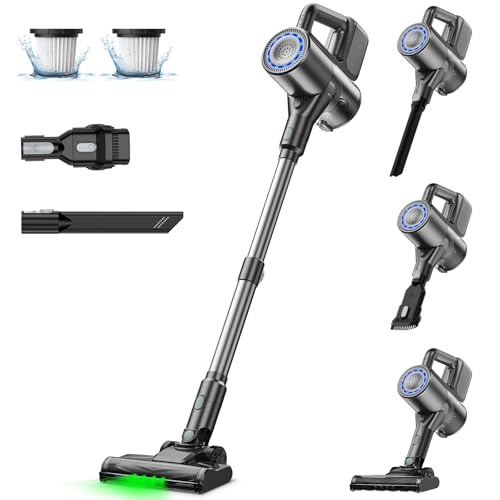 VersLife Cordless Vacuum Cleaner 2-in-1 Stick - Lightweight, Deep Cleans, Self-Standing, Green LED - Ideal for Hardwood, Carpet, Pet Hair
