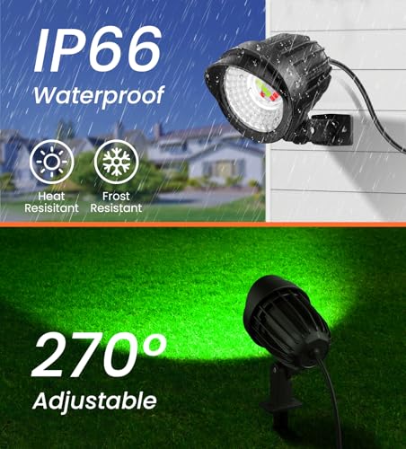 MEIKEE 15-inch RGB Outdoor LED Spotlight - Color Changing Landscape Lights with Cable - Waterproof for Garden Path Decoration