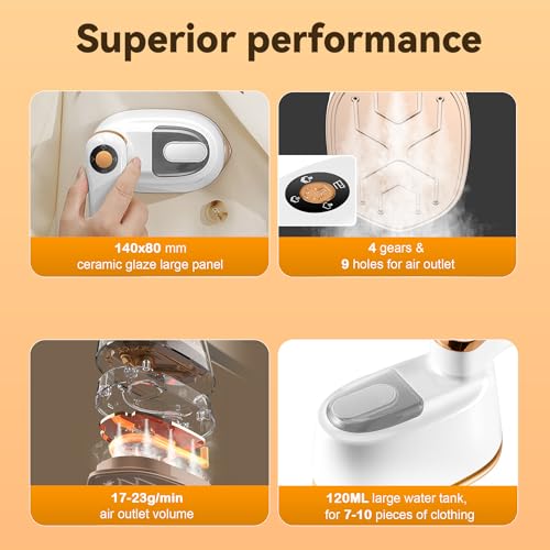 TravelJoy Portable Clothes Steamer: Ceramic Glaze, 1100W, Fast Heat Up, 4-Speed, Dry&Wet Iron