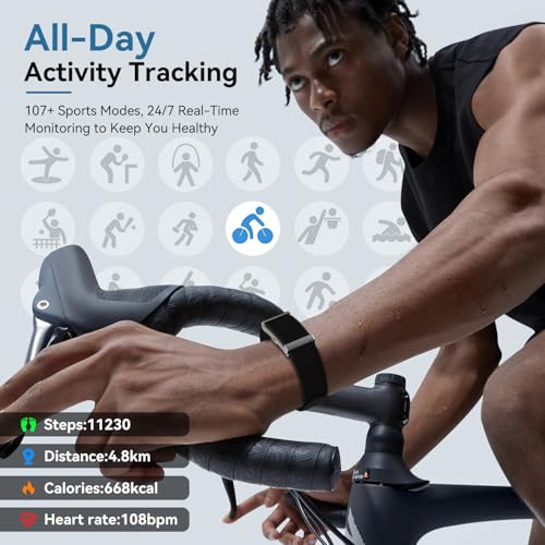 Fitness Tracker: Heart Rate Monitor, Sleep Tracker, GPS, 120+ Modes, 30-Day Battery, 2 Bands - Black & Blue