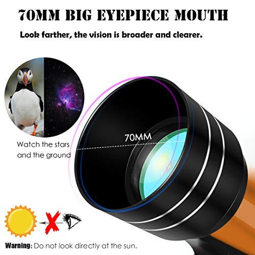 Uong Kids Telescope 70mm Refractor 150X 90X 45X Tripod - Educational Astronomy Toys for Beginners