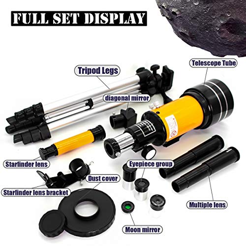 Uong Kids Telescope 70mm Refractor 150X 90X 45X Tripod - Educational Astronomy Toys for Beginners