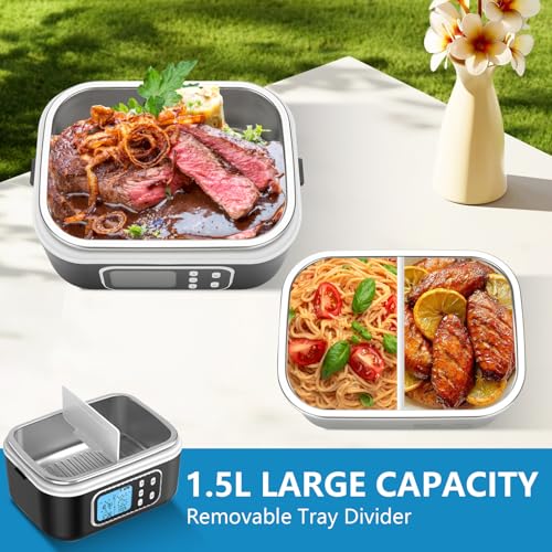 Smart Cordless Electric Lunch Box, 1.5L, Timer, Temp Control