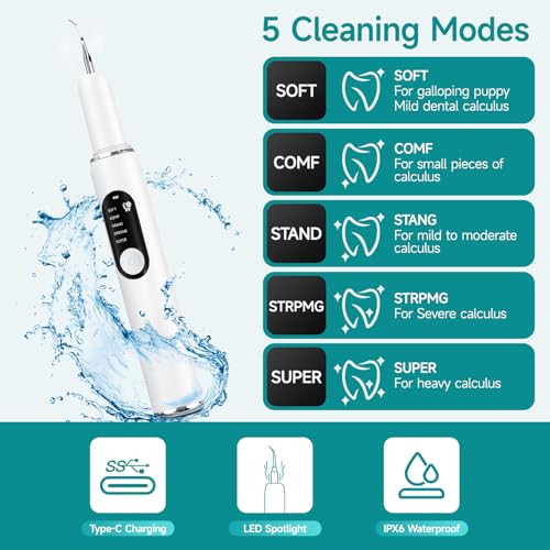 Pet Ultrasonic Tooth Cleaner Teeth Cleaning Kit LED Light 5 Modes