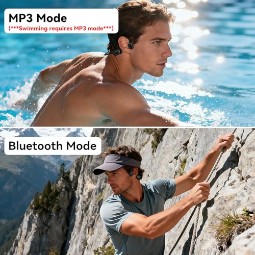SwimSafe Bone Conduction Headphones: Waterproof, Open-Ear Earbuds, Skin-Friendly, MP3 Player, Black