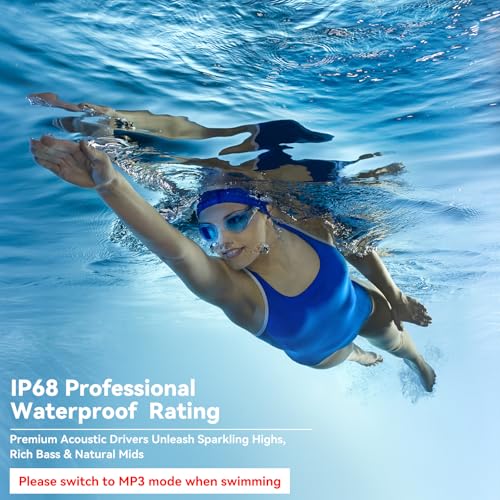 SwimSafe Bone Conduction Headphones: Waterproof, Open-Ear Earbuds, Skin-Friendly, MP3 Player, Black