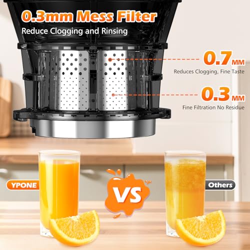 Juicer Machines 5.8" Feed Chute, Cold Press for Whole Fruits, 400W Masticating Juicer, Easy Clean Extractor, High Juice Yield