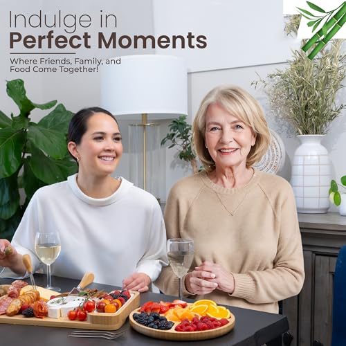 Bamboo Cheese Board & Serving Tray for Meat, Cheese, Fruit