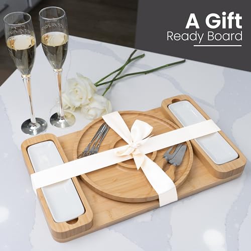 Bamboo Cheese Board & Serving Tray for Meat, Cheese, Fruit