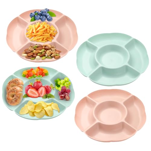 Reusable Plastic Compartment Trays: 5-Section Party Platters