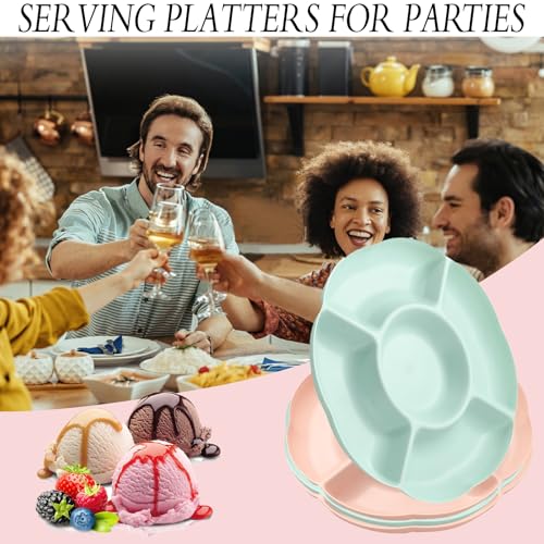 Reusable Plastic Compartment Trays: 5-Section Party Platters
