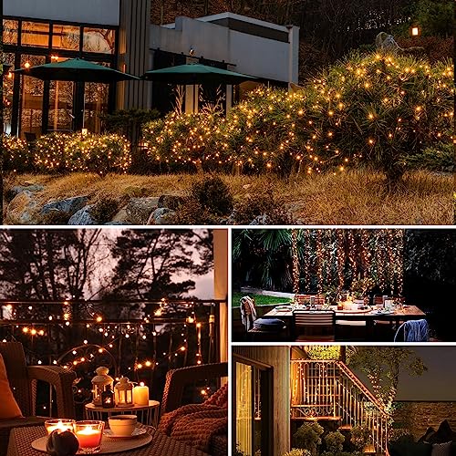 btfarm Solar Fairy Lights Outdoor, 160 LED 66FT Waterproof Twinkle Lights for Garden Patio, 8 Modes, Warm White