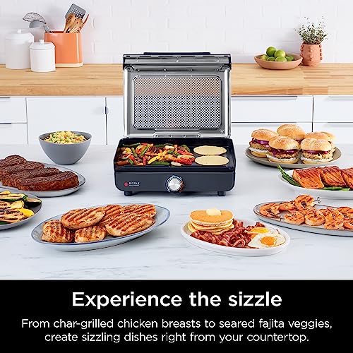 Ninja 14-inch Electric Grill for Steak, Burgers & More - Nonstick Pancake Griddle - Dishwasher Safe - Even Cooking - Silver