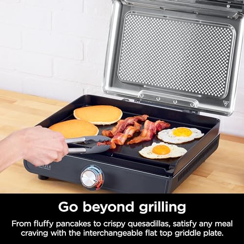 Ninja 14-inch Electric Grill for Steak, Burgers & More - Nonstick Pancake Griddle - Dishwasher Safe - Even Cooking - Silver