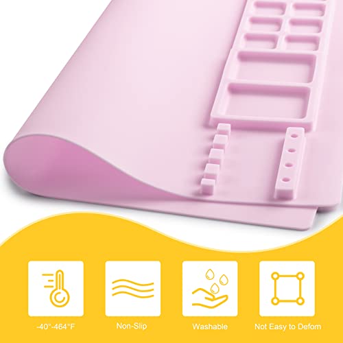 Art Mat with Cup, Brush Cleaner Tool for Kids' Clay Creations, Pink