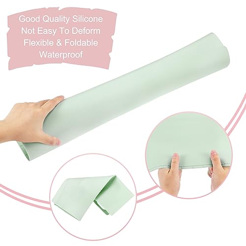 PATIKIL Silicone Painting Mat 20x16 inch - 2 Pcs Art Stations with Cup Holder - Nonstick Nonslip Craft Clay Pad - Green/Pink