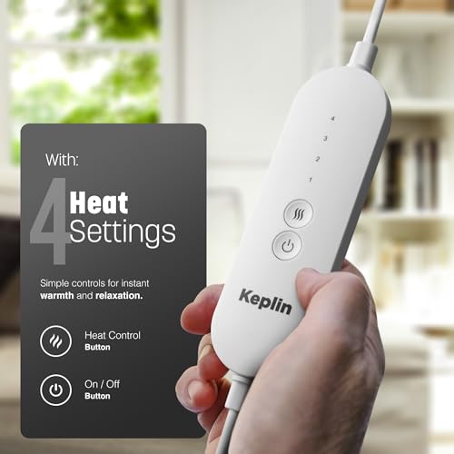 KEPLIN Electric Foot Warmer: Adjustable Temp, Auto Shut-Off, Soft Fleece, Washable Sleeves - Grey, 1-Pack