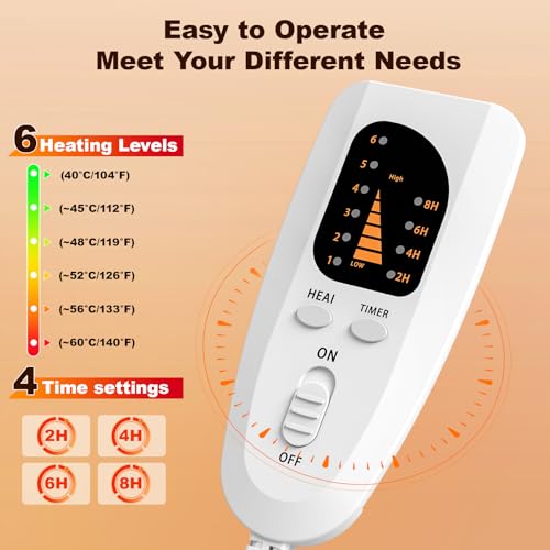 Rapid Heating Electric Foot Warmer, 6-Level Pad for Feet, Washable Heated Slippers - Ideal Christmas Gift for Women and Men