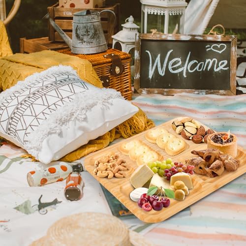 Vencier Bamboo Snack Tray: 6-Compartment Food Storage Platter