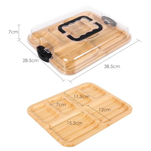 Vencier Bamboo Snack Tray: 6-Compartment Food Storage Platter