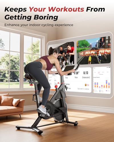 Superun Home Spin Bike, Adjustable Resistance, LCD Display, APP, 136kg Capacity