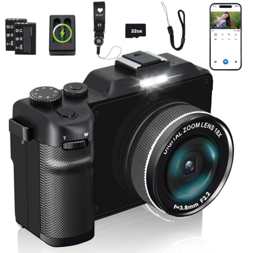 Brand 4K Digital Camera 64MP Zoom Macro Lens Vlogging WiFi 2 Batteries 32G TF Card Charging Station Portable Travel Camera YouTube
