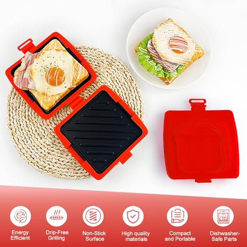 Micro Toastie Sandwich Maker with Non-Stick Grill Plates - Easy Cooking for Crispy Sandwiches, Paninis, Fried Eggs