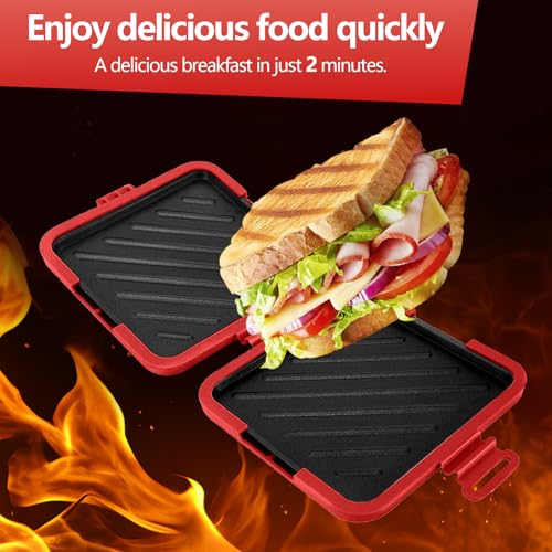 Micro Toastie Sandwich Maker with Non-Stick Grill Plates - Easy Cooking for Crispy Sandwiches, Paninis, Fried Eggs