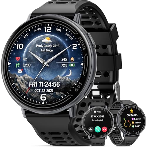 Military GPS Smartwatch 1.39 inch Screen for Fitness Tracking, Android/iOS, Bluetooth Call Response, Multiple Exercises