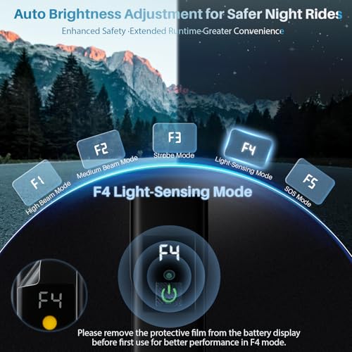 Upgrade LED Bike Lights Set - Light Sensor Mode, USB-C Recharge, Super Bright Front & Rear Lights for Safe MTB & Road Cycling