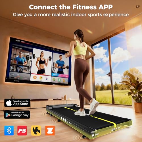 CHAOKE Under Desk Walking Pad Treadmill, 9% Incline, App Control, 2.7HP, 1-10KM/H, Built-in Speaker - 330 lbs Capacity