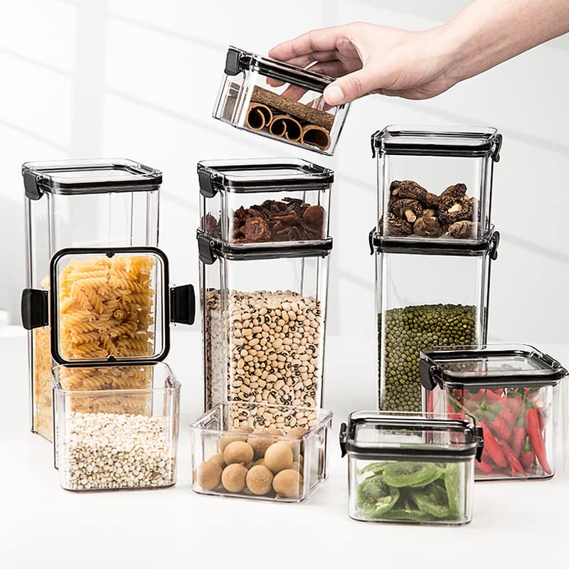 Clear Plastic Canisters 60oz for Kitchen Pantry Organization - Airtight Food Storage Containers for Dry Food, Spices, Snacks