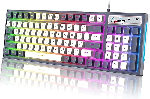 RGB LED Backlit Gaming Keyboard with Shortcut Keys, Anti-Ghosting, Multimedia - Ergonomic Design - 96 Keys - Desktop/Laptop