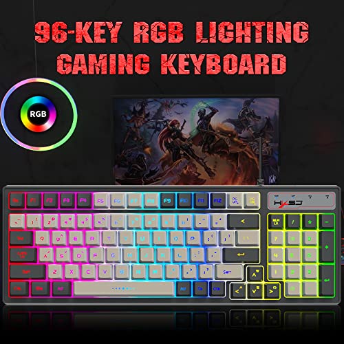 RGB LED Backlit Gaming Keyboard with Shortcut Keys, Anti-Ghosting, Multimedia - Ergonomic Design - 96 Keys - Desktop/Laptop