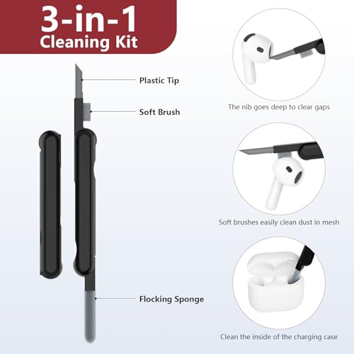 AirPods 4th Gen Silicone Case Cover Kit, Shockproof Drop Protection, Scratch Resistant, Burgundy, Keychain