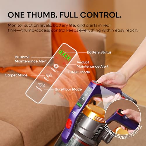 KIPMAX Cordless Vacuum: 50KPa Power, 70Mins Runtime, Aromatherapy, Anti-Tangle, LED Display - Ideal for Pet Hair, Carpet, Floor